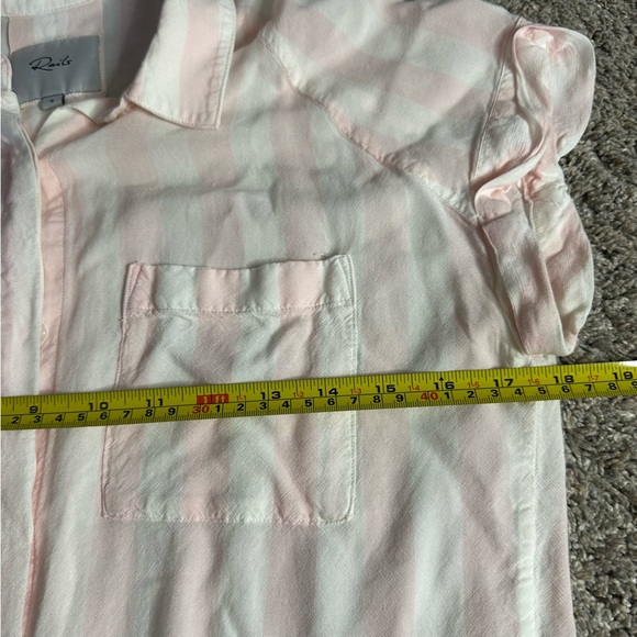 Rails cabana striped button down shirt small baby pink white stripe sleeveless - Picture 8 of 10